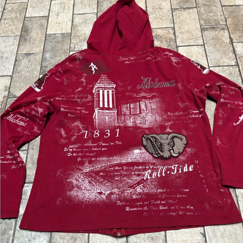 Alabama University Ladies Studio Gem Red Zip-up Hoodie Sz XL